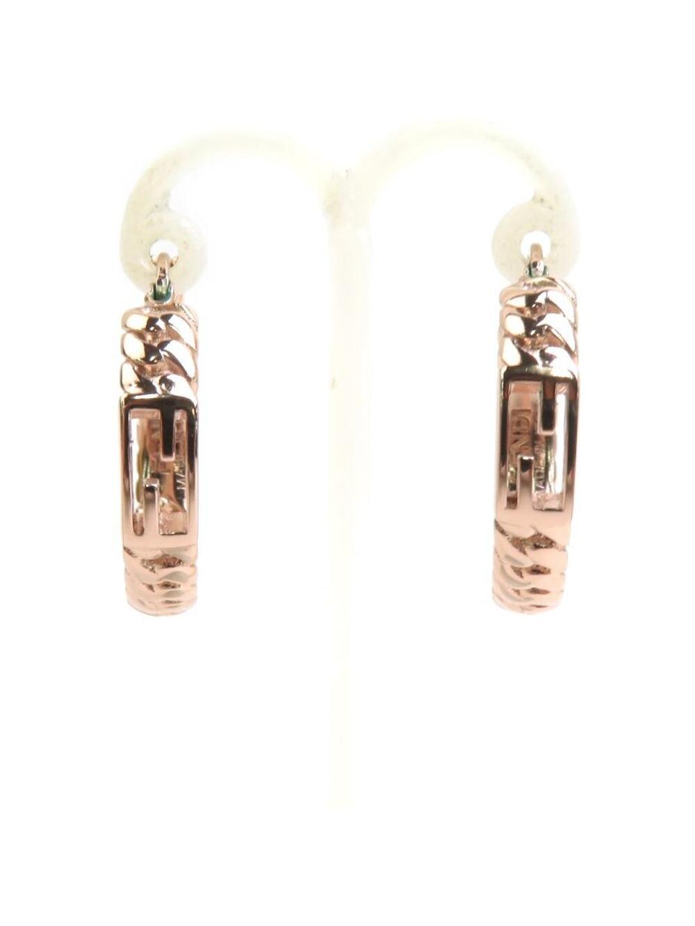 Auth Fendi Pierce Earrings Pink Gold #346411F17B